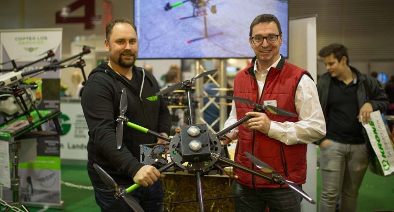 Aussteller auf der Agrarmesse 2018 mit Drohne