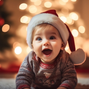 Kind mit Weihnachtsmütze